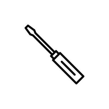 Beyaz arkaplanda izole edilmiş tornavida simgesi vektörü. Tornavida vektör simgesi