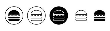 Hamburger ikonu vektörü beyaz arkaplanda izole edildi. Hamburger ve hamburger ikonu. Fast food vektör simgesi