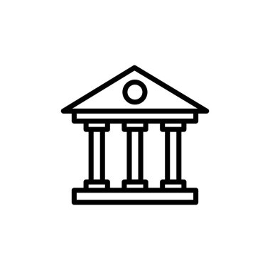 Banka simgesi vektörü beyaz arkaplanda izole edildi. Banka vektör simgesi, müze, üniversite