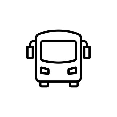 Otobüs simgesi vektörü beyaz arkaplanda izole edildi. Siyah yol vektör simgesi