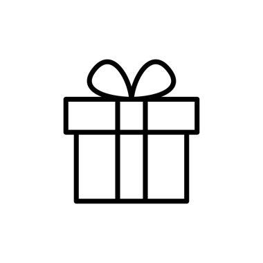 Hediye simgesi vektörü beyaz arkaplanda izole edildi. Hediye vektör simgesi. doğum günü hediyesi