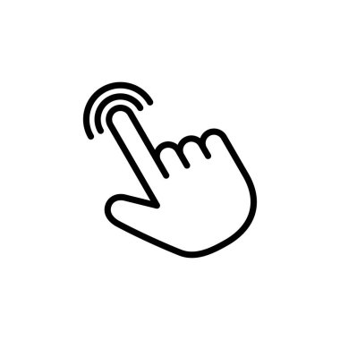 Beyaz arkaplanda el imleci simgesi vektörü izole edildi. El tıklama simgesi. Parmak gösterici vektörü