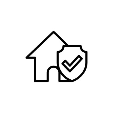 Beyaz arka planda ev sigortası ikonu vektörü izole edildi. ev koruma simgesi.