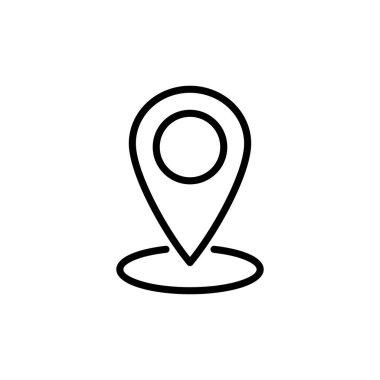 Pin simgesi vektörü beyaz arkaplanda izole edildi. Konum simgesi. Harita işaretleyici simgesi. Nokta. Yer bulucu. Adres