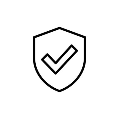 Beyaz arkaplanda izole edilmiş kalkan işaretleme simgesi vektörü. Koruma onayı işareti. Güvenli simge vektörü