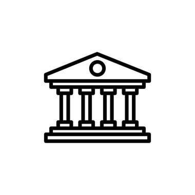 Banka simgesi vektörü beyaz arkaplanda izole edildi. Banka vektör simgesi, müze, üniversite
