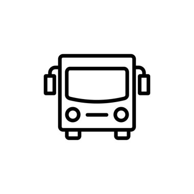 Otobüs simgesi vektörü beyaz arkaplanda izole edildi. Siyah yol vektör simgesi