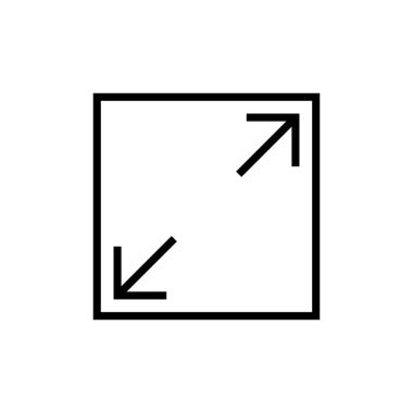 Beyaz arkaplanda tam ekran simge vektörü izole edildi. Tam ekran simgesine genişlet. Tam ekran işaret simgesi. Oklar sembolü