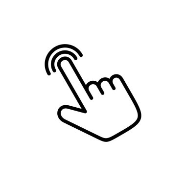 Beyaz arkaplanda el imleci simgesi vektörü izole edildi. El tıklama simgesi. Parmak gösterici vektörü