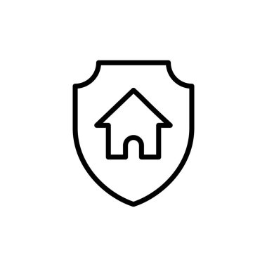 Ev sigortası ikonu vektörü beyaz arka planda izole edildi. ev koruma simgesi