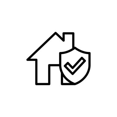 Beyaz arka planda ev sigortası ikonu vektörü izole edildi. ev koruma simgesi.