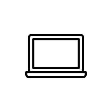 Dizüstü bilgisayar simgesi vektörü beyaz arkaplanda izole edildi. Laptop vektör simgesi