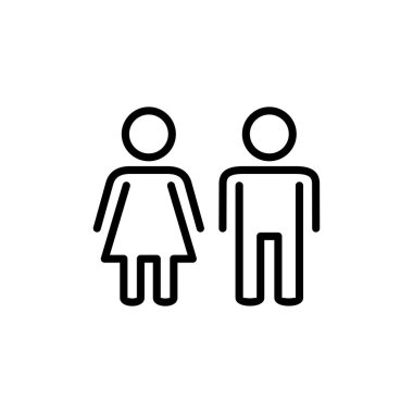 Beyaz arka planda erkek ve kadın ikon vektörü izole edildi. erkek ve kadın sembolü