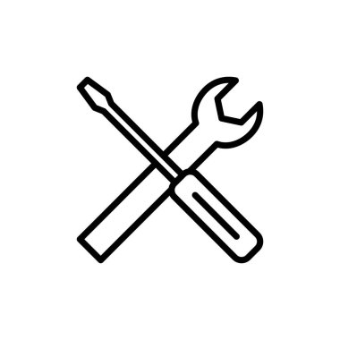 Beyaz arkaplanda izole edilmiş ikon vektörünü onar. İngiliz anahtarı ve tornavida simgesi. Ayarlar vektör simgesi. Bakım. araçlar