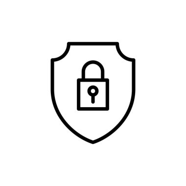 Güvenlik simgesi vektörü beyaz arkaplanda izole edildi. Koruma ikonu. Özel hayat. vpn