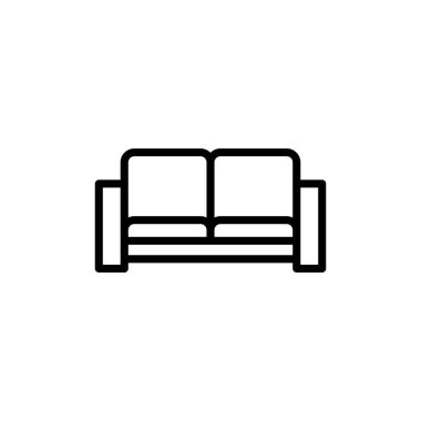 Beyaz arkaplanda izole edilmiş kanepe simgesi vektörü. Kanepe resmi. mobilya