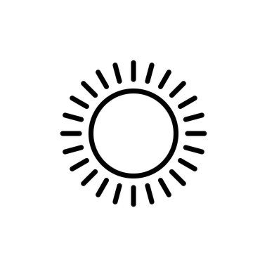 Beyaz arkaplanda izole edilmiş güneş simgesi vektörü. Güneş vektörü simgesi