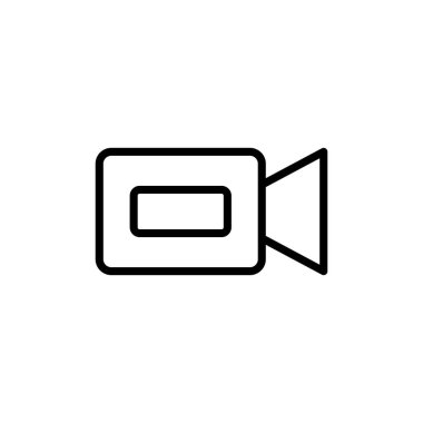 Video kamera ikonu vektörü beyaz arkaplanda izole edildi. Video kamera vektör simgesi. Kamera Simgeleri. Film tabelası. Sinema