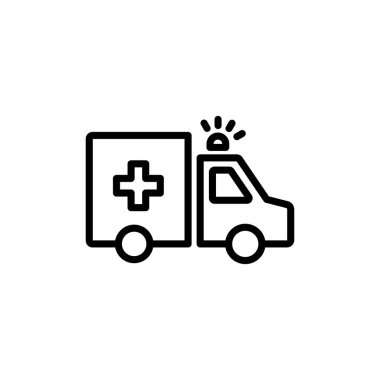 Ambulans Simgesi vektörü beyaz arkaplanda izole edildi. Ambulans Simgesi Tasarımı. ambulans kamyon simgesi vektörü
