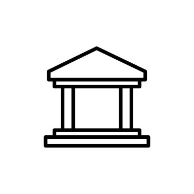 Banka simgesi vektörü beyaz arkaplanda izole edildi. Banka vektör simgesi, müze, üniversite