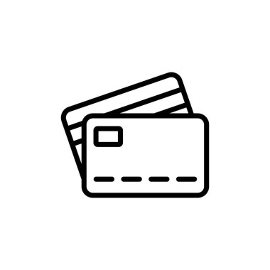 Kredi kartı simgesi vektörü beyaz arkaplanda izole edildi. Kredi kartı ödeme simgesi vektörü