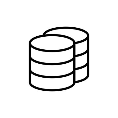 Veritabanı simgesi vektörü beyaz arkaplanda izole edildi. veritabanı vektörü simgesi