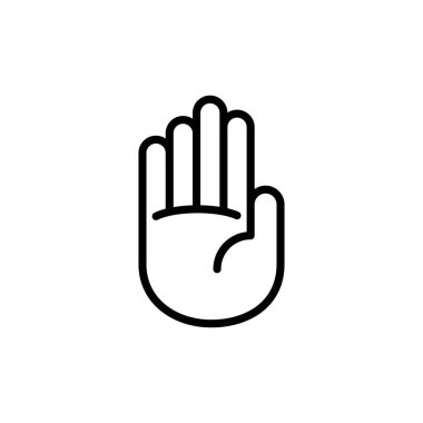 Beyaz arkaplanda el simgesi vektörü izole edildi. El hareketi. Eller dursun