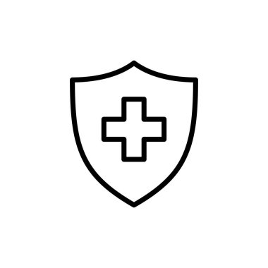 Sağlık sigortası ikonu vektörü beyaz arka planda izole edildi. Sigorta sağlık belgesi simgesi