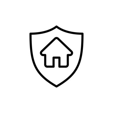 Ev sigortası ikonu vektörü beyaz arka planda izole edildi. ev koruma simgesi
