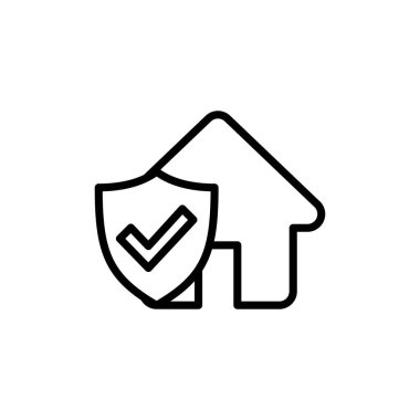 Beyaz arka planda ev sigortası ikonu vektörü izole edildi. ev koruma simgesi.