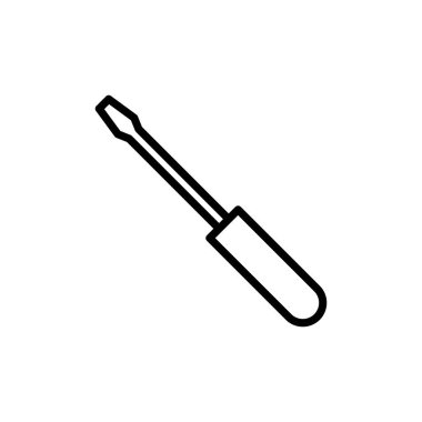 Beyaz arkaplanda izole edilmiş tornavida simgesi vektörü. Tornavida vektör simgesi