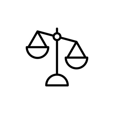 Beyaz arkaplanda izole edilmiş simge vektörünü ölçeklendirir. Kanun ölçekli ikon. Adalet işareti 