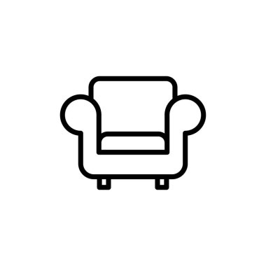 Beyaz arkaplanda izole edilmiş kanepe simgesi vektörü. Kanepe resmi. mobilya