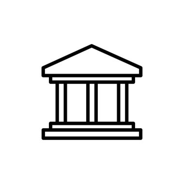 Banka simgesi vektörü beyaz arkaplanda izole edildi. Banka vektör simgesi, müze, üniversite