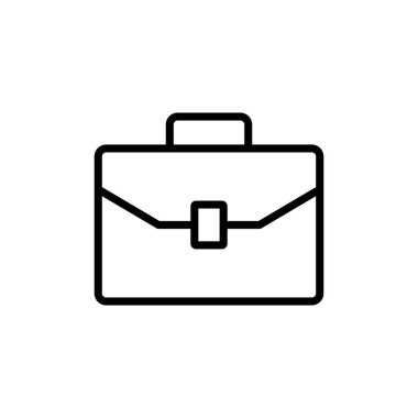 Beyaz arkaplanda izole edilmiş evrak çantası simgesi vektörü. Evrak çantası vektör simgesi