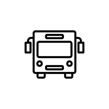 Otobüs simgesi vektörü beyaz arkaplanda izole edildi. Siyah yol vektör simgesi