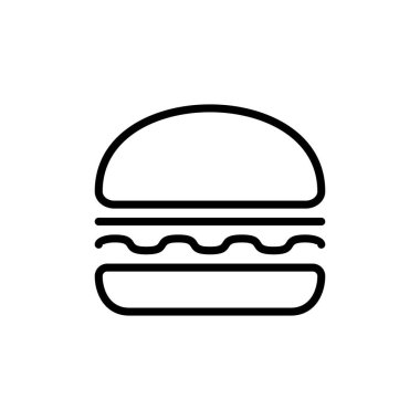 Hamburger ikonu vektörü beyaz arkaplanda izole edildi. Hamburger ve hamburger ikonu. Fast food vektör simgesi