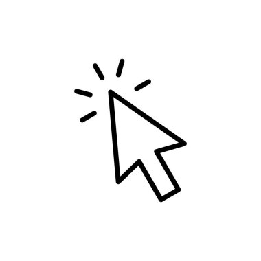 Beyaz arkaplanda simge vektörüne tıklayın. İmleç simgesi. Bilgisayar faresi imleç siyah ok simgelerine tıklayın. işaretleyici ok