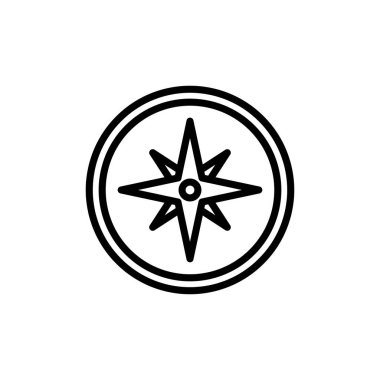 Pusula simgesi vektörü beyaz arkaplanda izole edildi. Pusula vektör simgesi