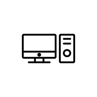 Beyaz arkaplanda bilgisayar simgesi vektörü izole edildi. PC Simge vektörü. Bilgisayar monitörü simgesi. Düz PC sembolü