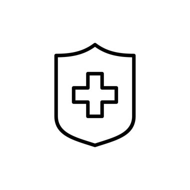 Sağlık sigortası ikonu vektörü beyaz arka planda izole edildi. Sigorta sağlık belgesi simgesi