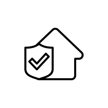 Beyaz arka planda ev sigortası ikonu vektörü izole edildi. ev koruma simgesi.