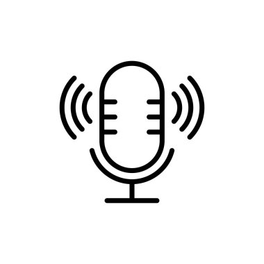Beyaz arkaplanda izole edilmiş mikrofon simgesi vektörü. Mikrofon işareti. Karaoke mikrofon ikonu. Yayın mikrofonu işareti