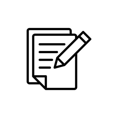 Not simgesi vektörü beyaz arkaplanda izole edildi. Simge vektörü alınıyor. Satır simgesini düzenle. Belge yazımı. İçerik yazımı