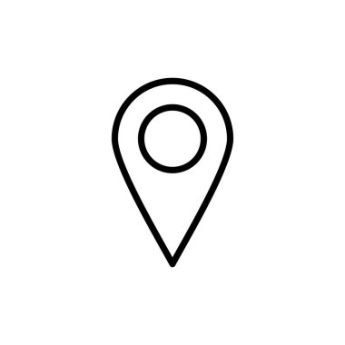 Pin simgesi vektörü beyaz arkaplanda izole edildi. Konum simgesi. Harita işaretleyici simgesi. Nokta. Yer bulucu. Adres