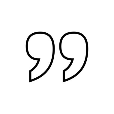 Beyaz arkaplanda izole edilmiş simge vektörü. Alıntı işareti simgesi. Tırnak işareti sembolü.