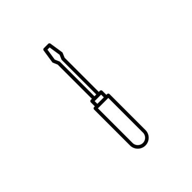 Beyaz arkaplanda izole edilmiş tornavida simgesi vektörü. Tornavida vektör simgesi