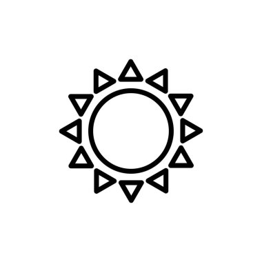 Beyaz arkaplanda izole edilmiş güneş simgesi vektörü. Güneş vektörü simgesi