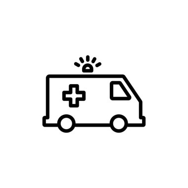 Ambulans Simgesi vektörü beyaz arkaplanda izole edildi. Ambulans Simgesi Tasarımı. ambulans kamyon simgesi vektörü