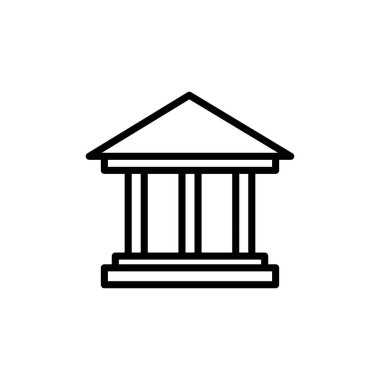 Banka simgesi vektörü beyaz arkaplanda izole edildi. Banka vektör simgesi, müze, üniversite